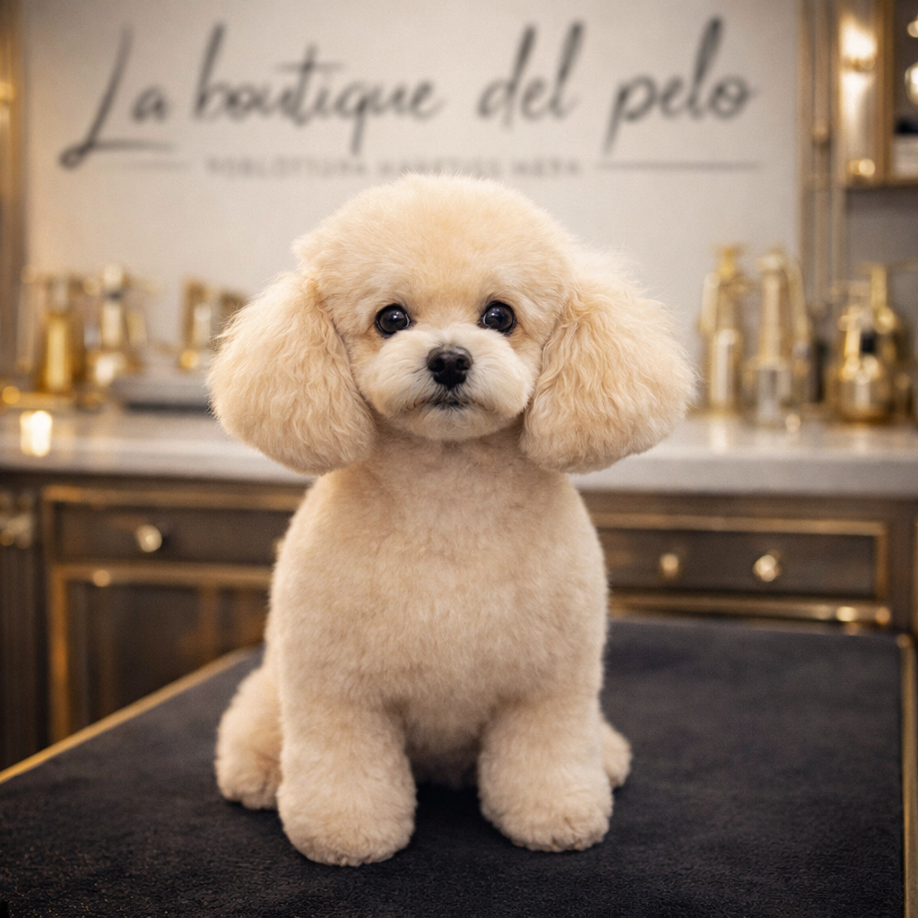 Barboncino beige curato con taglio soffice